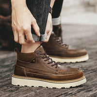 Caleb Genuine Leather Boot in Espresso Brown
