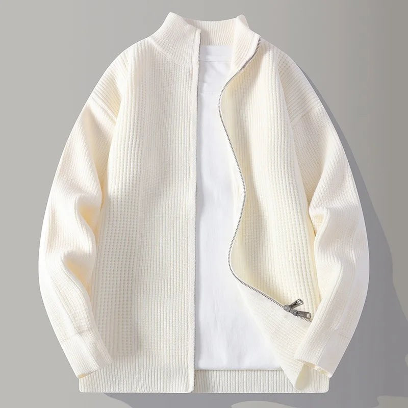 Caleb Waffle Knit Sweater in Beige