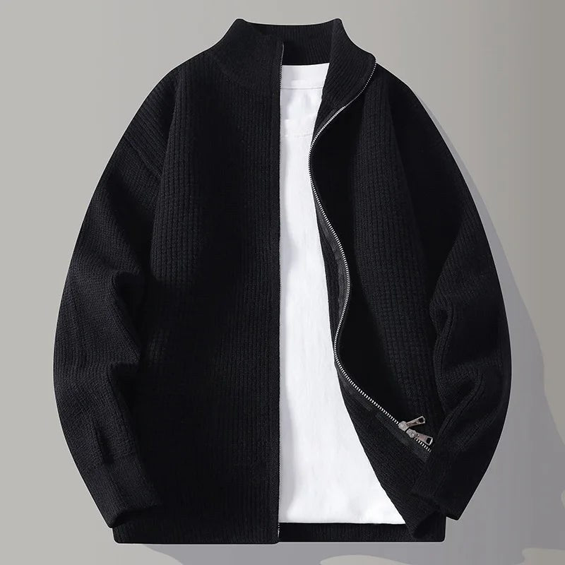 Caleb Waffle Knit Sweater in Charcoal