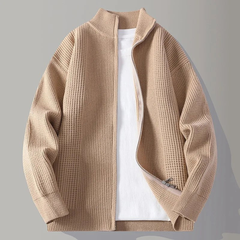 Caleb Waffle Knit Sweater in Khaki