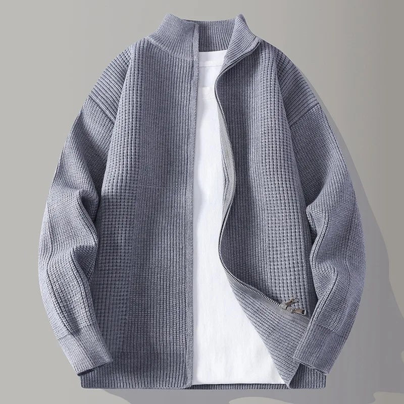 Caleb Waffle Knit Sweater in Slate Gray