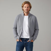 Caleb Waffle Knit Sweater in Slate Gray