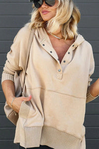 Calindra Women's Oversized Long Sleeve Hoodie Pullover in Khaki