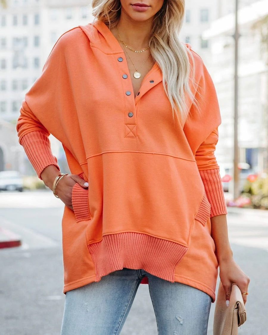 Calindra Women's Oversized Long Sleeve Hoodie Pullover in Orange