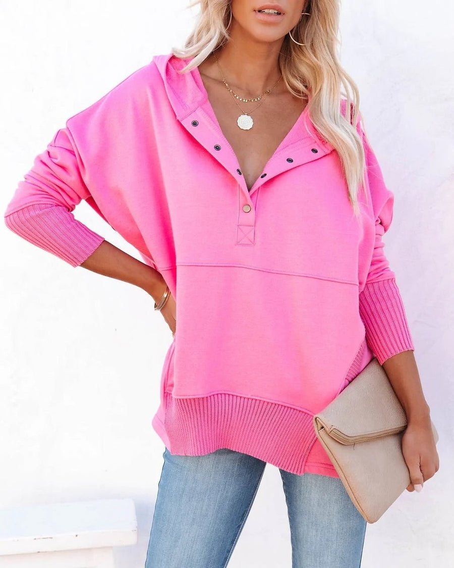 Calindra Women's Oversized Long Sleeve Hoodie Pullover in Rose