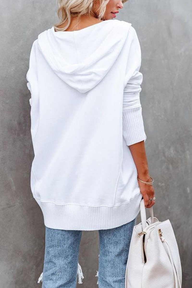 Calindra Women's Oversized Long Sleeve Hoodie Pullover in White