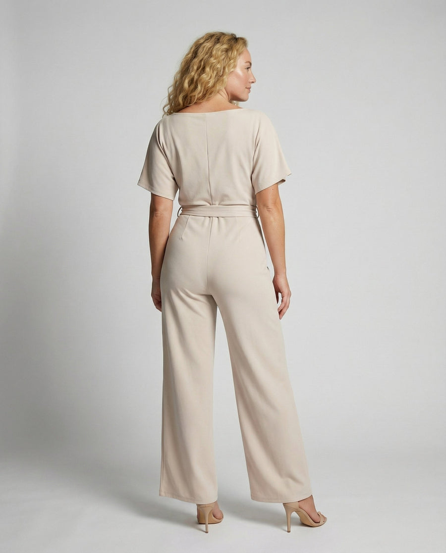 Calista Elegant Jumpsuit in Beige