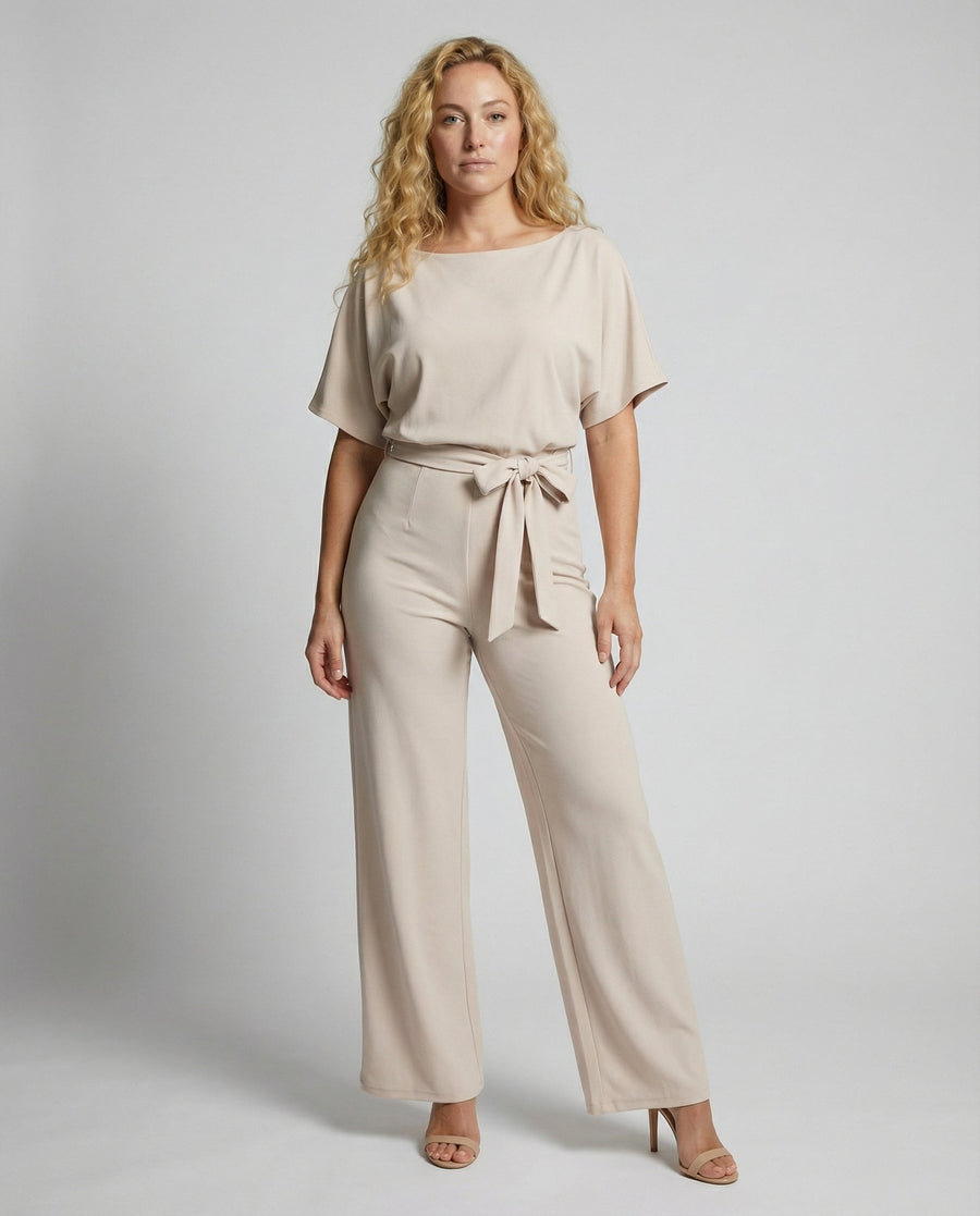 Calista Elegant Jumpsuit in Beige