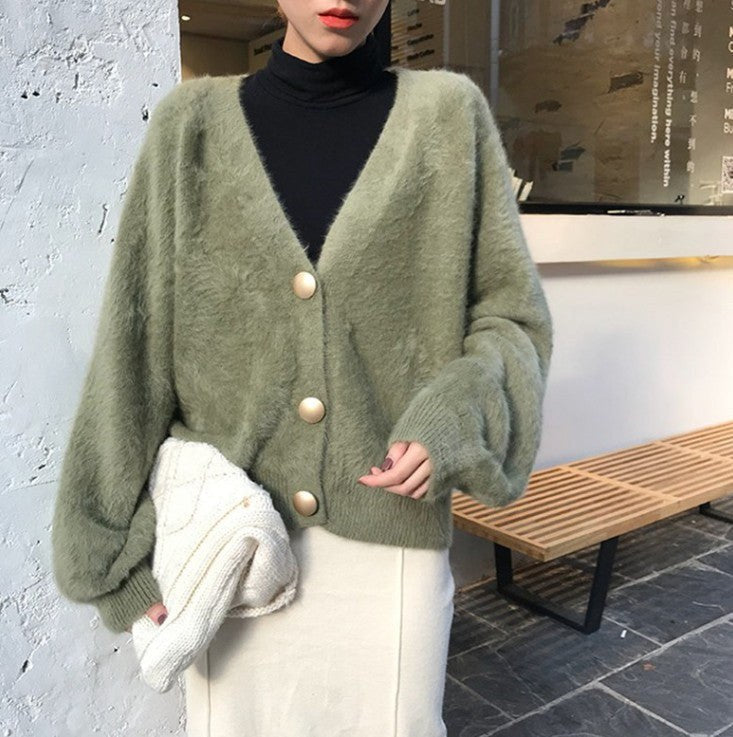Calista Knit Cardigan in Olive Green