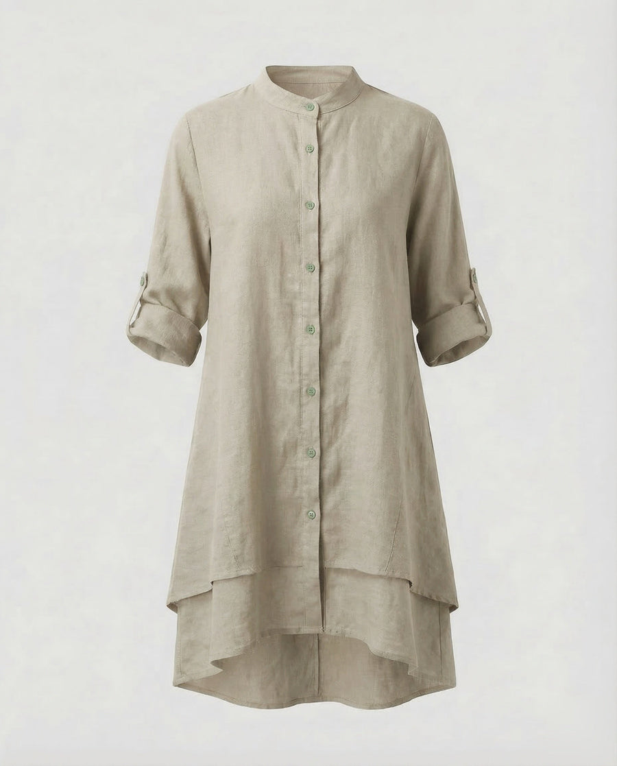 Calista Linen Dress in Beige