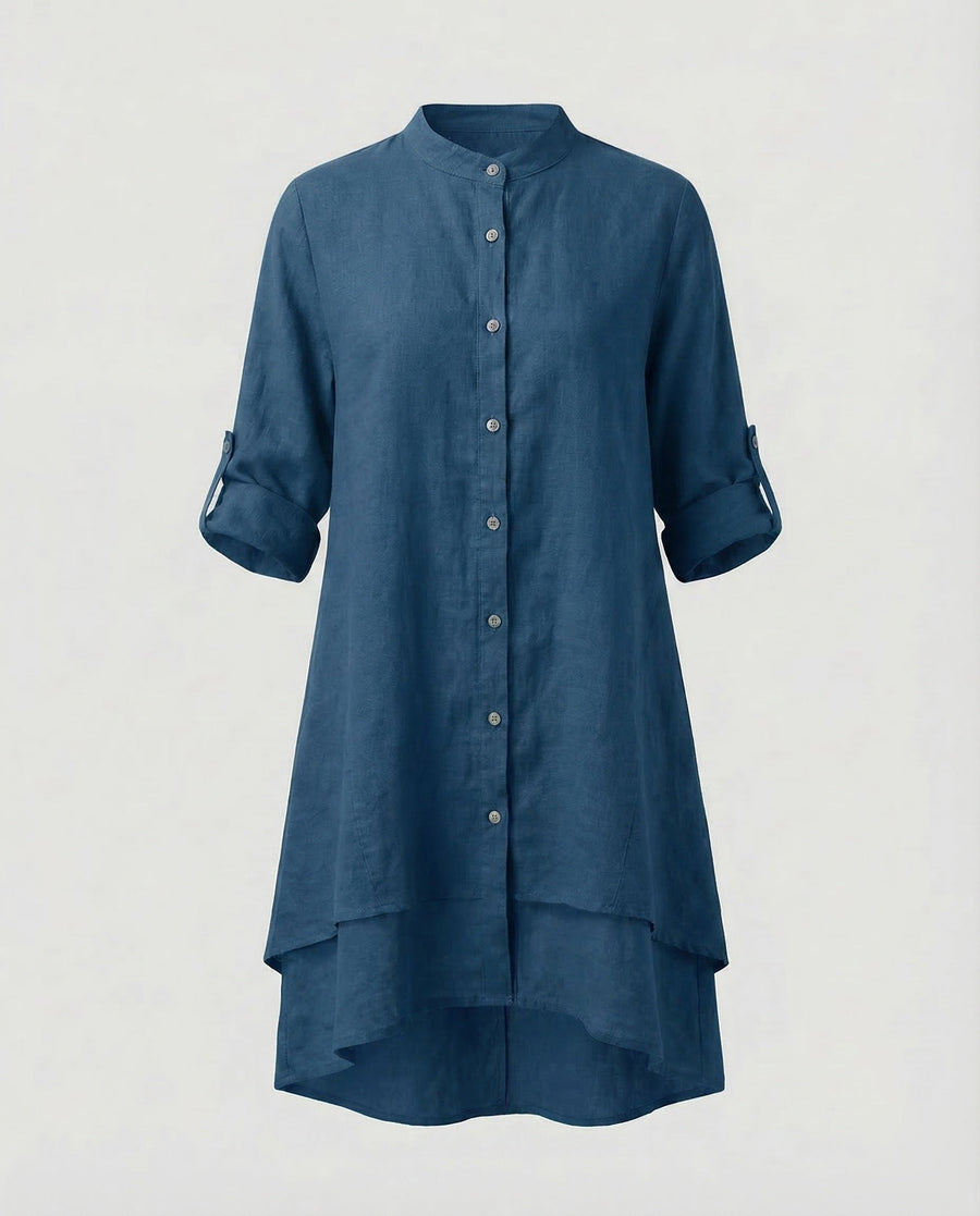 Calista Linen Dress in Blue