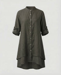 Calista Linen Dress in Dark Grey