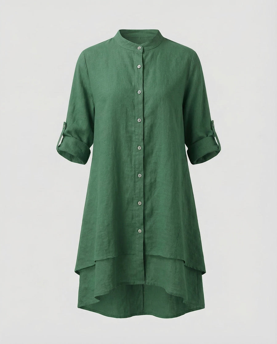 Calista Linen Dress in Green