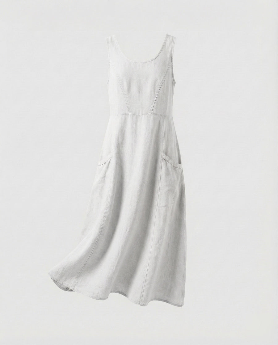 Calista Linen Maxi Dress in Beige