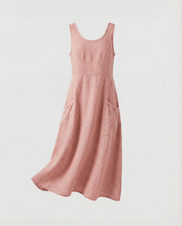 Calista Linen Maxi Dress in Pink