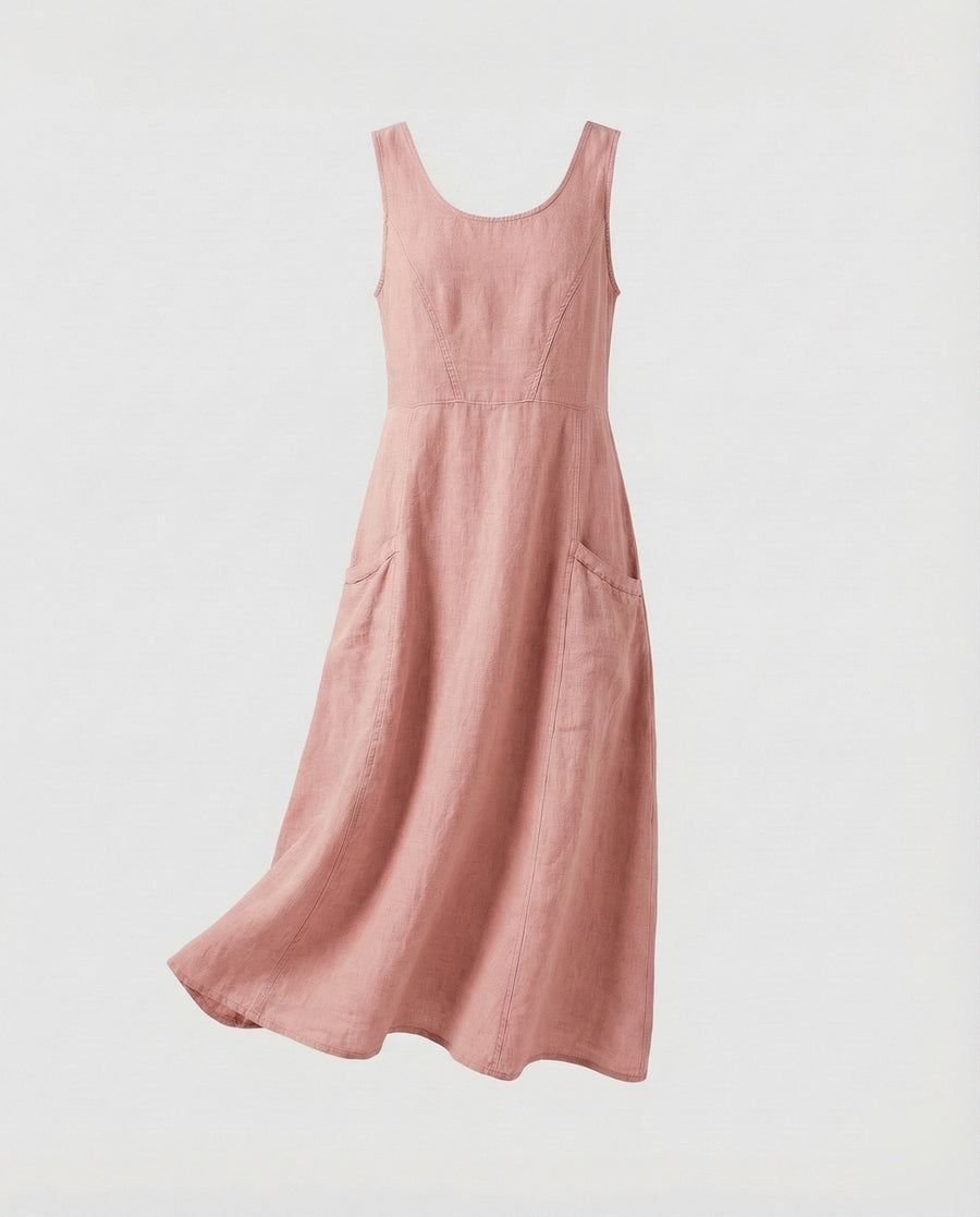 Calista Linen Maxi Dress in Pink