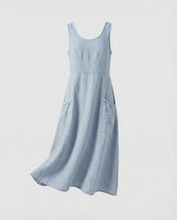Calista Linen Maxi Dress in Sky Blue