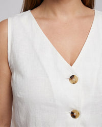Calla Elegant Linen Vest with V-Neck and Button Front