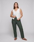 Calla Elegant Linen Vest with V-Neck and Button Front