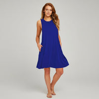 Calley Crewneck Swing Dress in Royal Blue