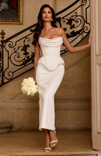 Polly Midi Skirt in Ivory