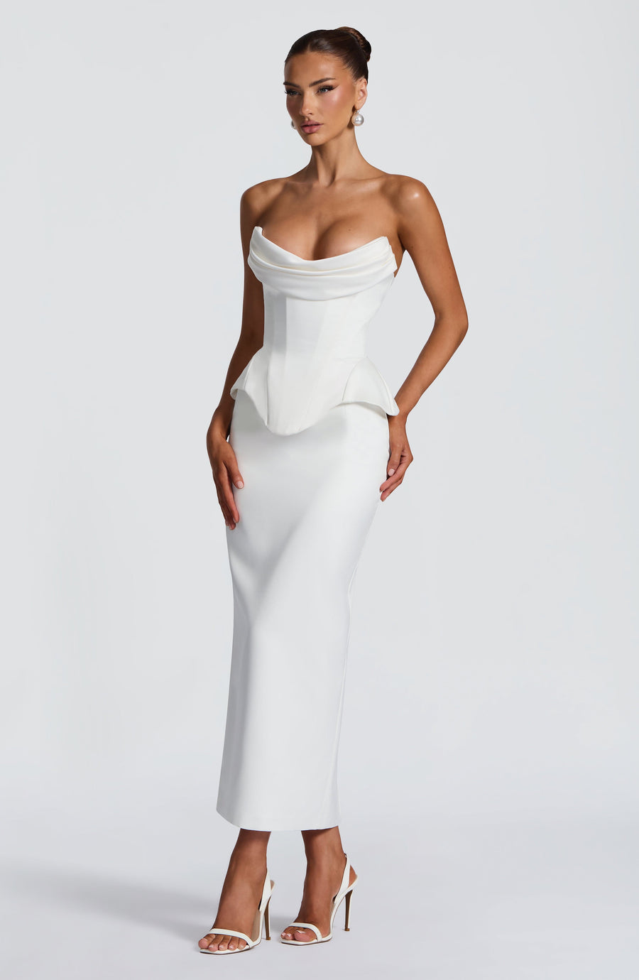 Polly Midi Skirt in Ivory