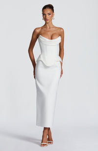Polly Midi Skirt in Ivory