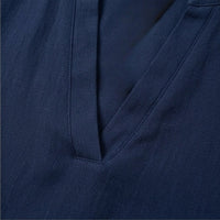 Callista Women's V-Neck Relaxed Blouse in Navy blue