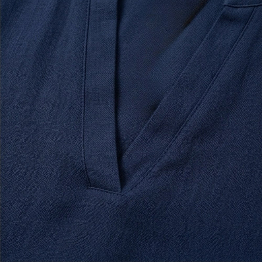 Callista Women's V-Neck Relaxed Blouse in Navy blue