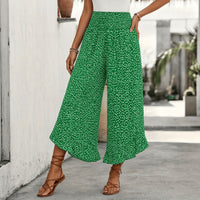 Calloway Women's Wide Leg Floral Print Pants in Green
