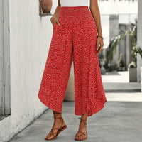 Calloway Women's Wide Leg Floral Print Pants in Red