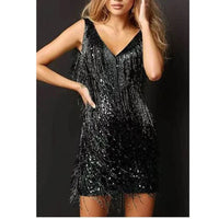 Calveth Women's Fringe Cocktail Dress Mini in Black