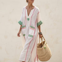 Calveth Women's Linen Maxi Dress in Multicolour