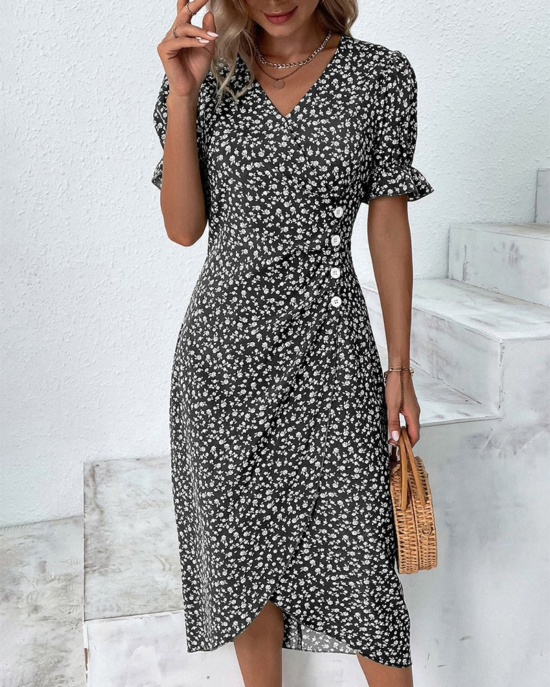 Calveth Women's Midi Dress Short Sleeve