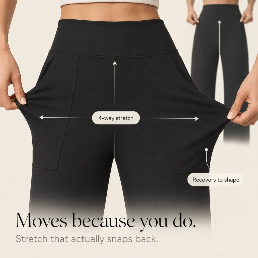 Calveth Women's Wide Leg Cropped Pants with Pockets