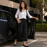 Calveth Women's Wide Leg Cropped Pants with Pockets