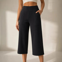 Calveth Women's Wide Leg Cropped Pants with Pockets
