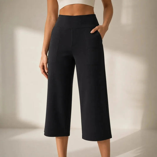 Calveth Women's Wide Leg Cropped Pants with Pockets