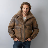 Calvin Aviator Jacket in Sienna Brown