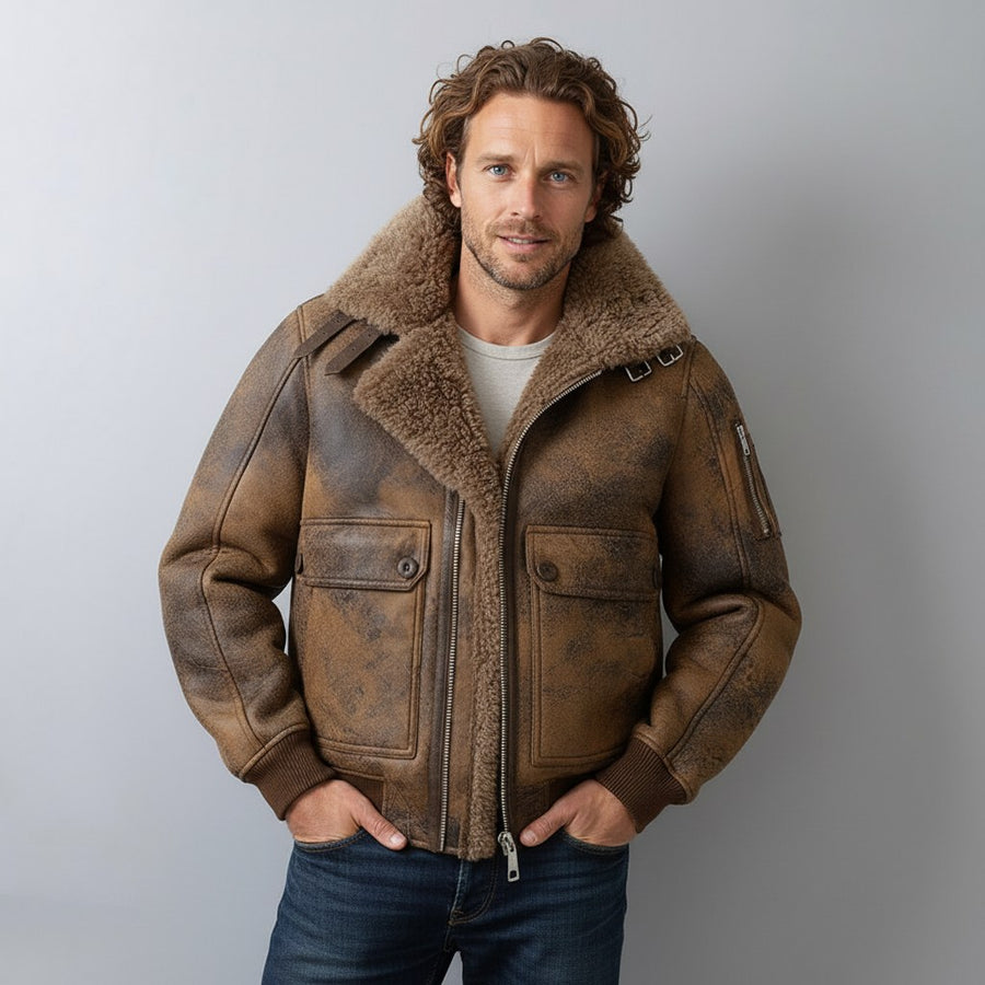 Calvin Aviator Jacket in Sienna Brown