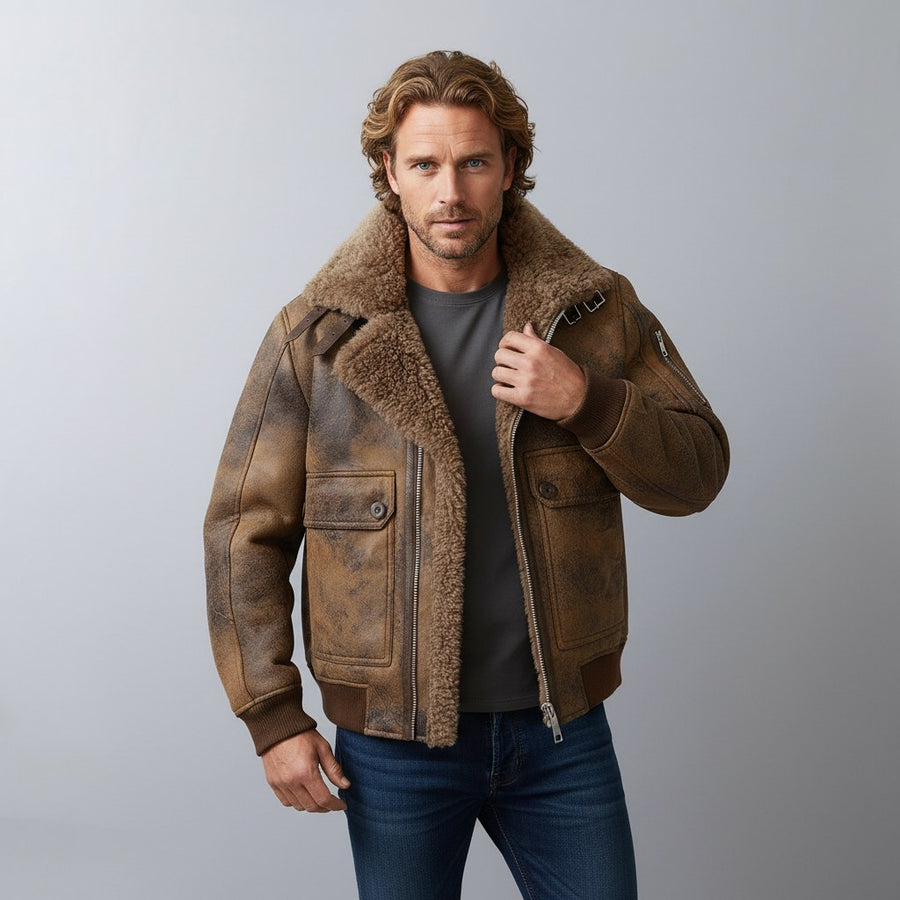 Calvin Aviator Jacket in Sienna Brown