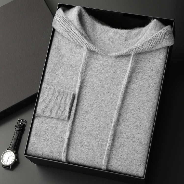 Calvin Cashmere Hoodie in Light Gray