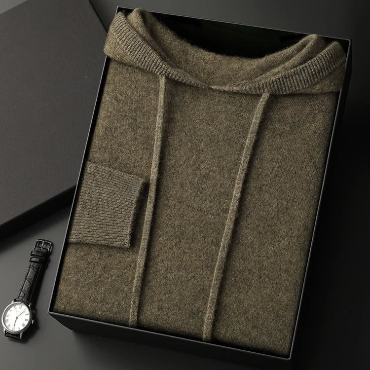 Calvin Cashmere Hoodie in Olive
