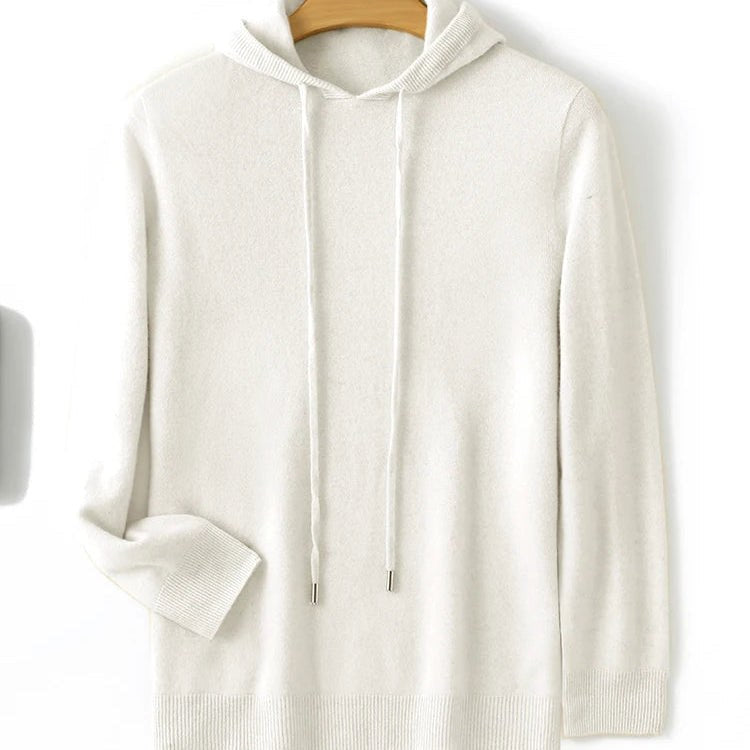Calvin Cashmere Hoodie in Pearl