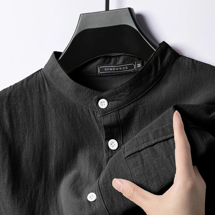 Calvin Coastal Cotton-Linen Shirt in Charcoal