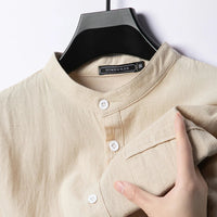 Calvin Coastal Cotton-Linen Shirt in Khaki