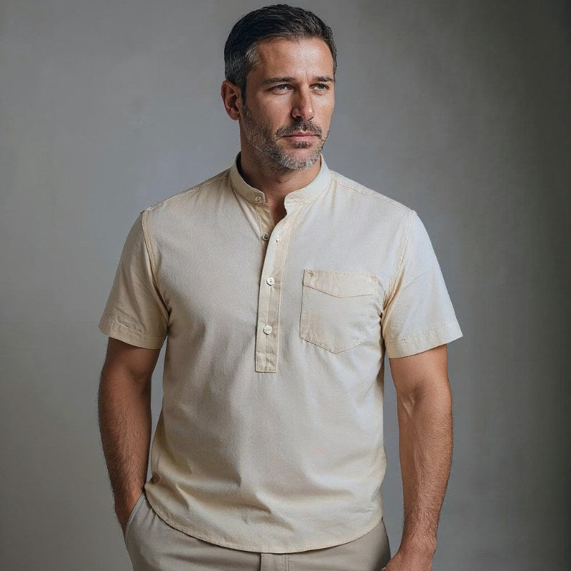 Calvin Coastal Cotton-Linen Shirt in Khaki