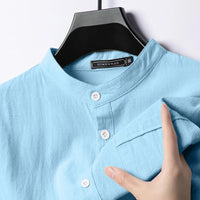 Calvin Coastal Cotton-Linen Shirt in Sky Blue