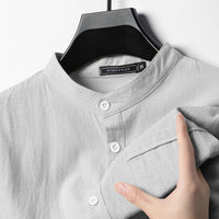 Calvin Coastal Cotton-Linen Shirt in Slate Gray