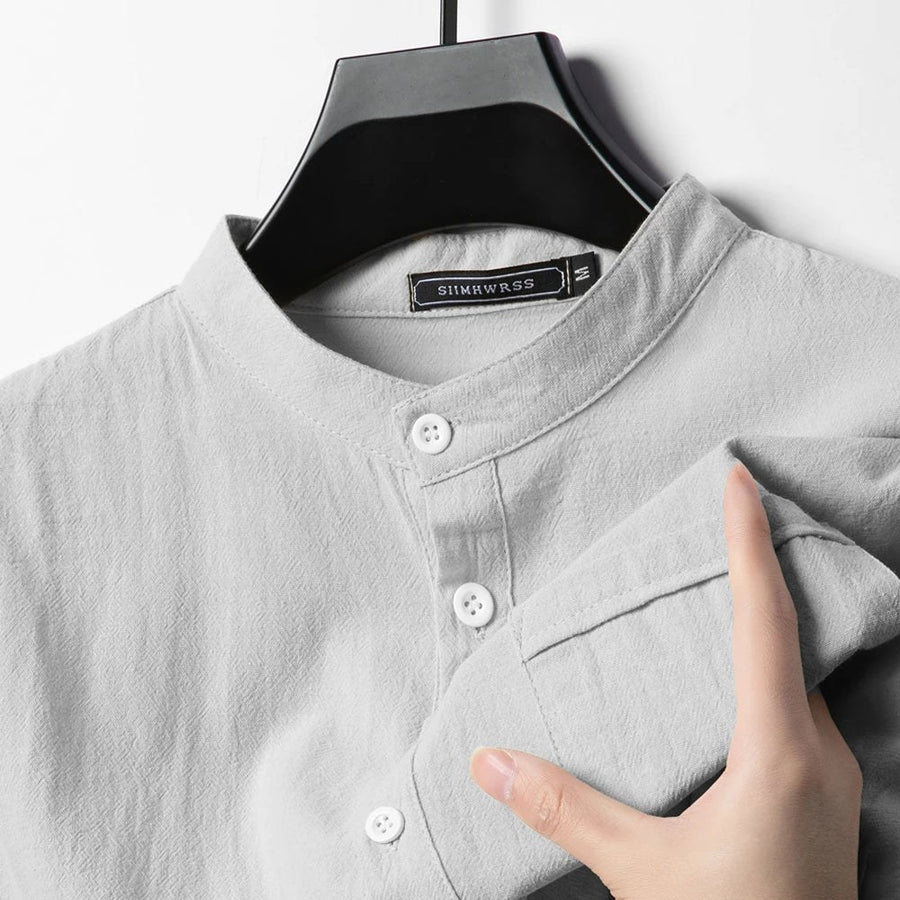 Calvin Coastal Cotton-Linen Shirt in Slate Gray